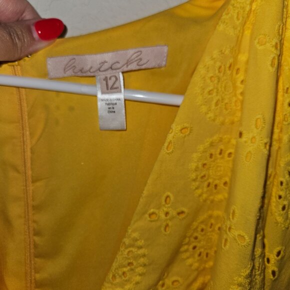 Hutch Anthropologie Yellow Cutout Maxi Dress Size 12 - Picture 5 of 8
